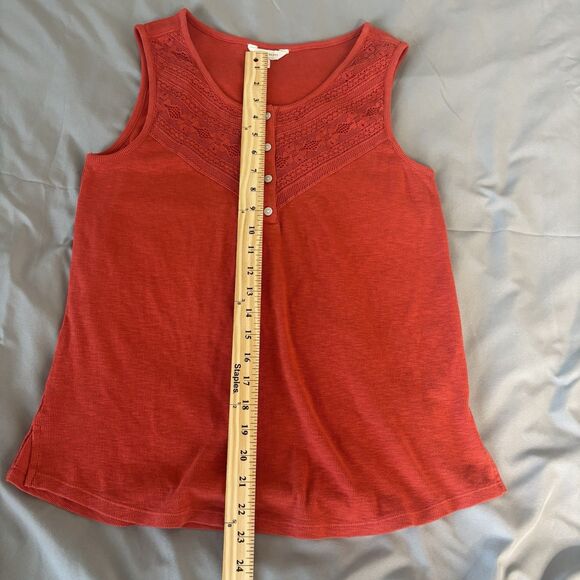 Lucky Brand Lace Trim Tank, Poppy Red, Women's Size Medium - Picture 8 of 8